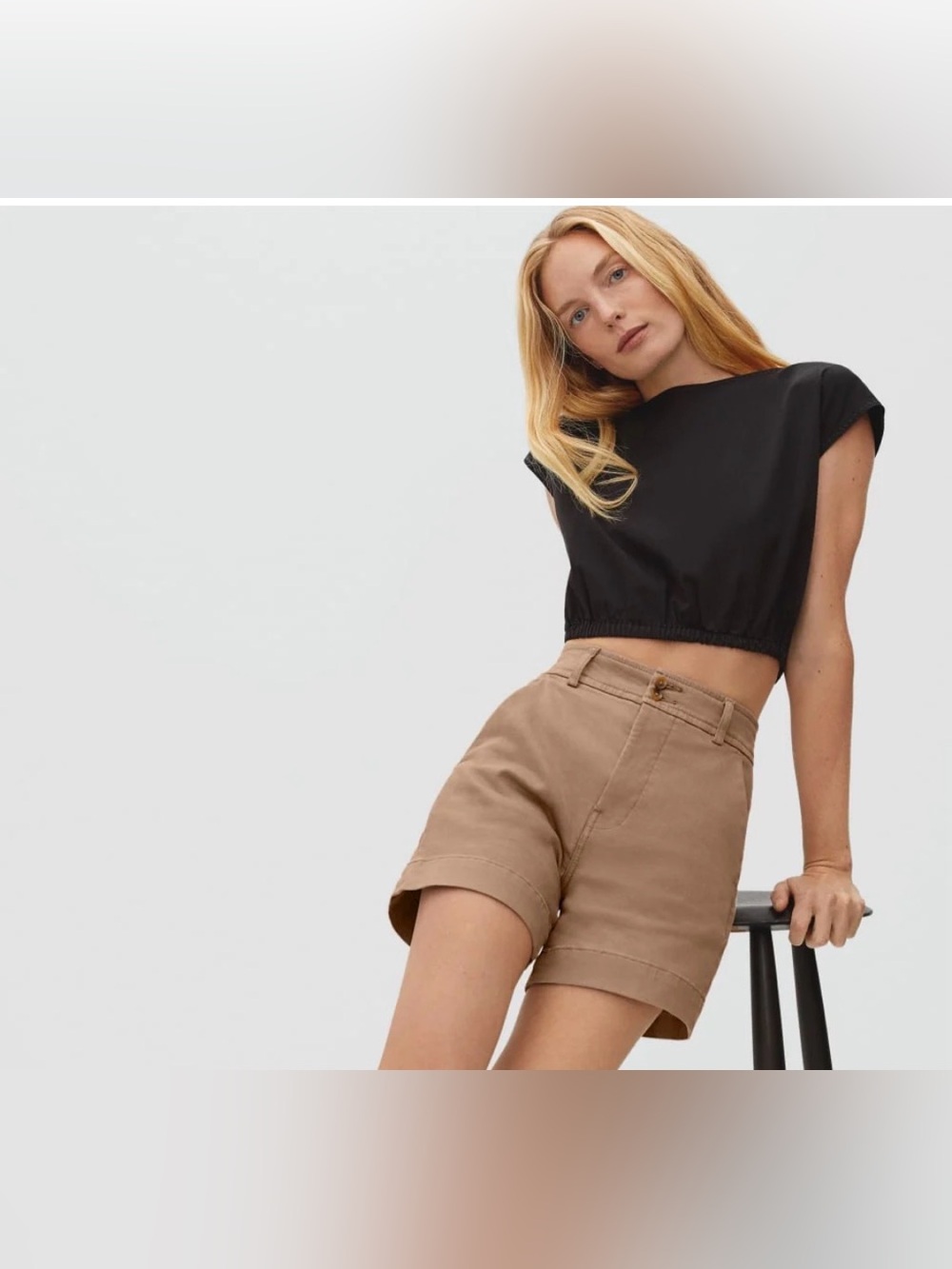 Everlane The Way High Twill Shorts High-Rise Brown Size 4